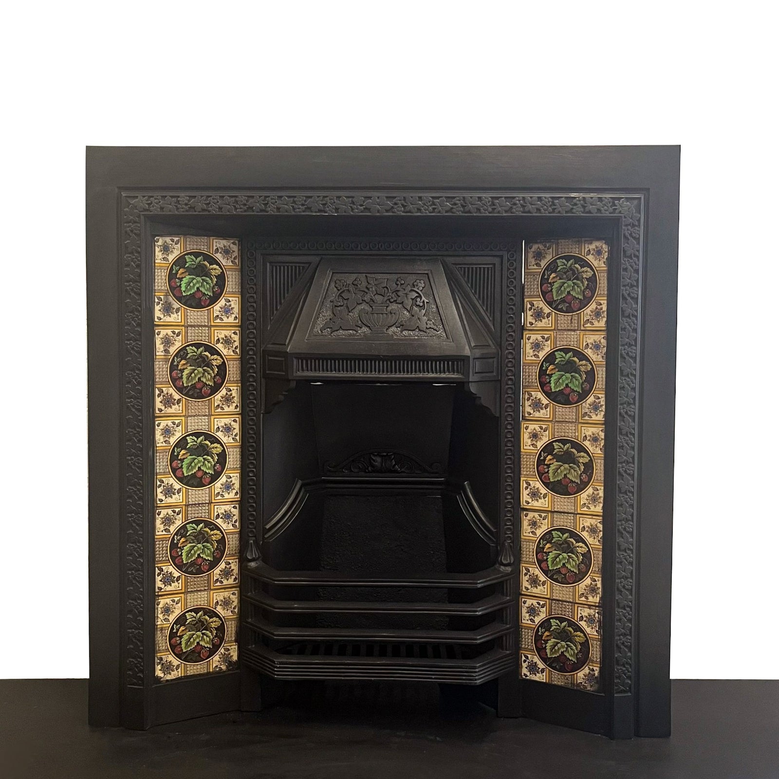 Antique Victorian Cast Iron Floral Tiled Fireplace Insert | The Architectural Forum