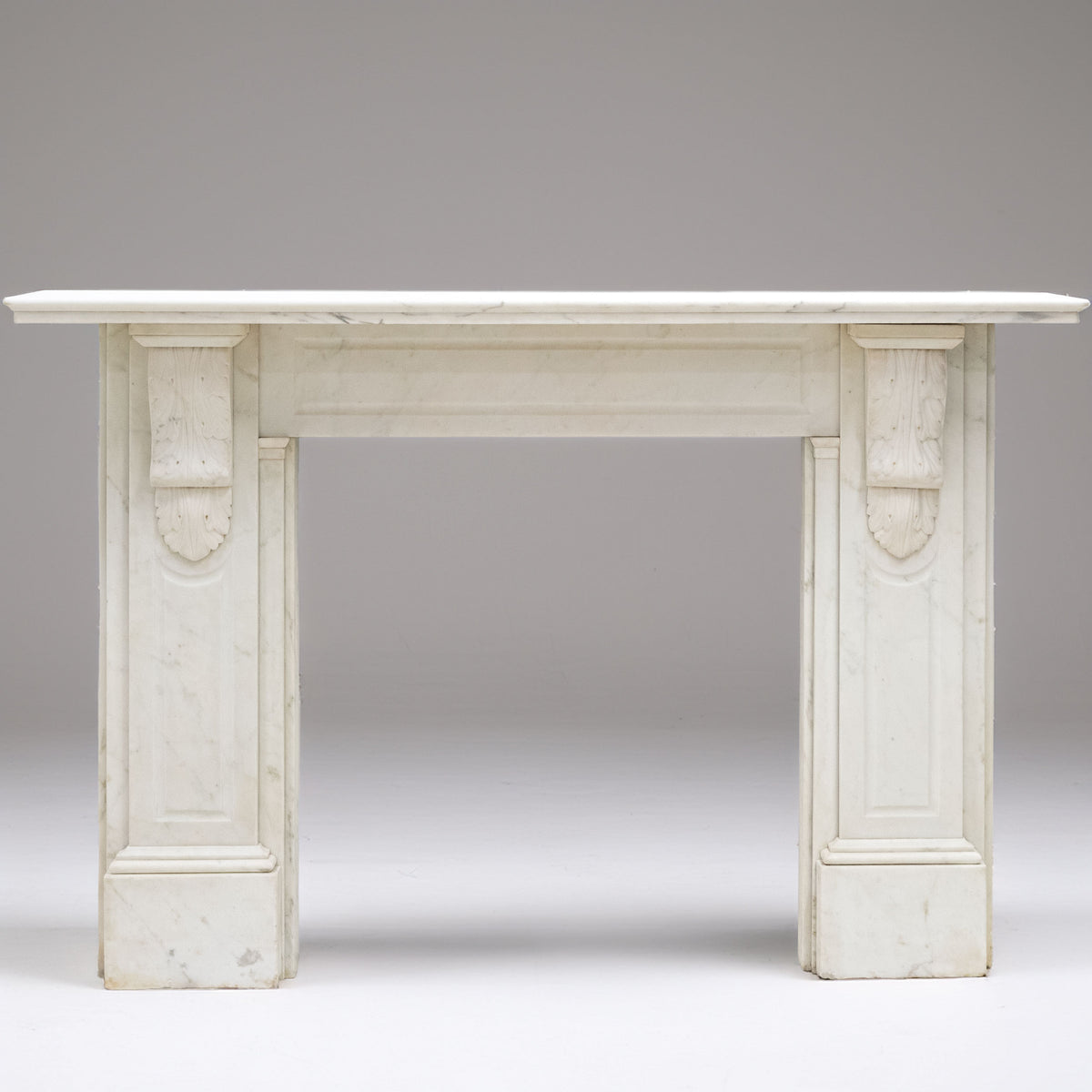 Antique Victorian Statuary Marble Carved Corbel Chimneypiece