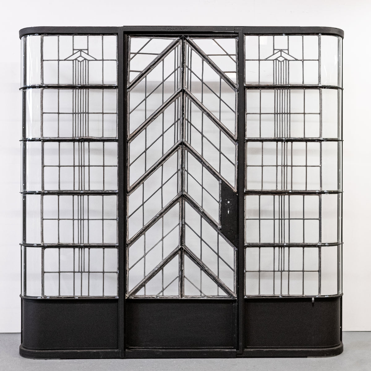 Original Art Deco Crittall Entranceway with Curved Leaded Sides