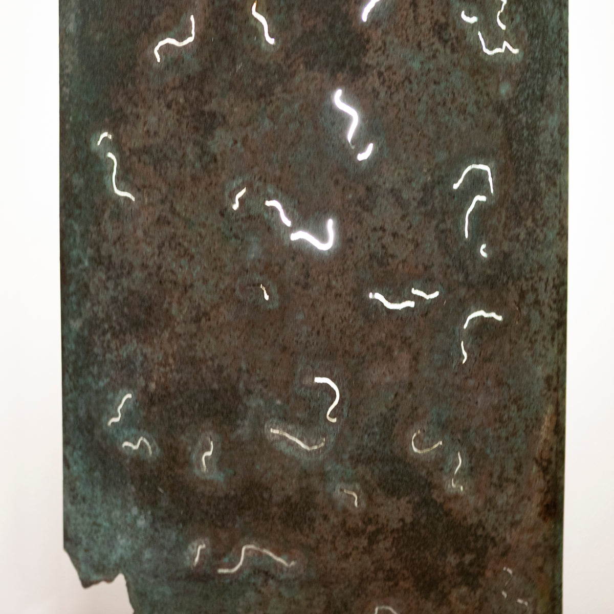 Large Reclaimed Sculptural Copper Pillar Lights with Cut-Outs | 4 Available | The Architectural Forum