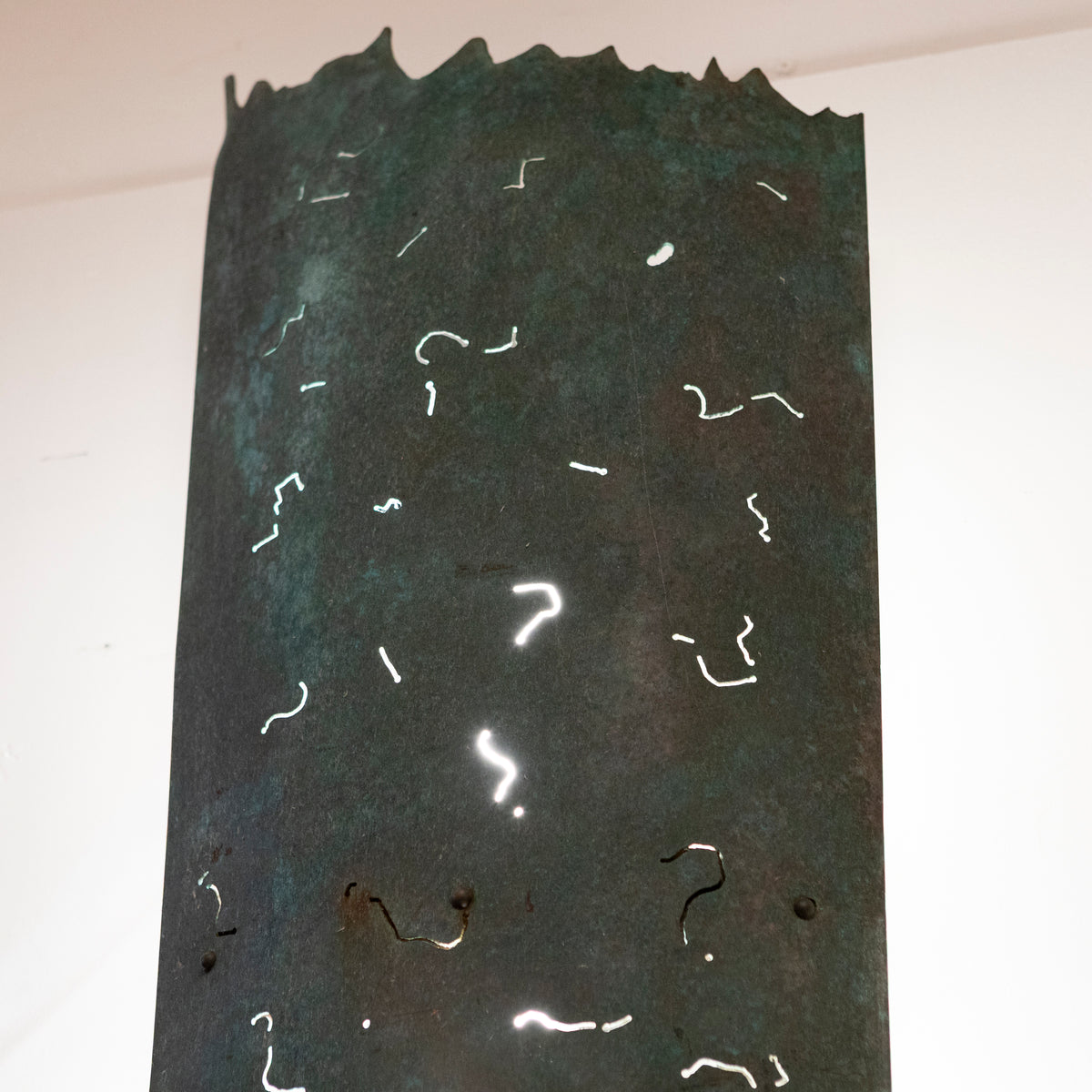 Large Reclaimed Sculptural Copper Pillar Lights with Cut-Outs | 4 Available | The Architectural Forum