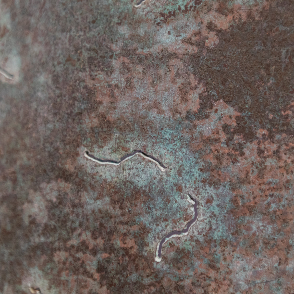 Large Reclaimed Sculptural Copper Pillar Lights with Cut-Outs | 4 Available | The Architectural Forum