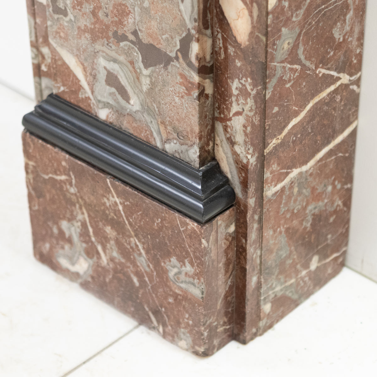 Large Antique Rouge Royal Marble Fireplace Surround