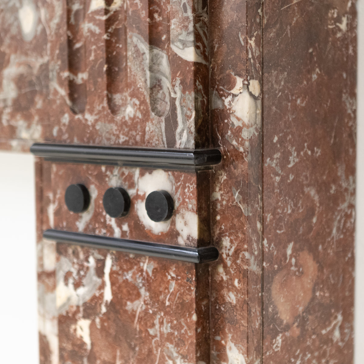 Large Antique Rouge Royal Marble Fireplace Surround