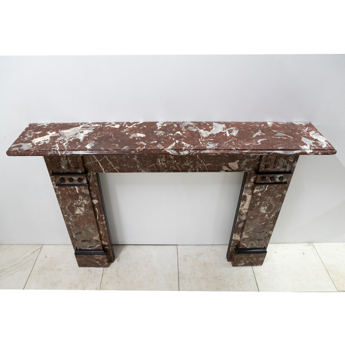 Large Antique Rouge Royal Marble Fireplace Surround