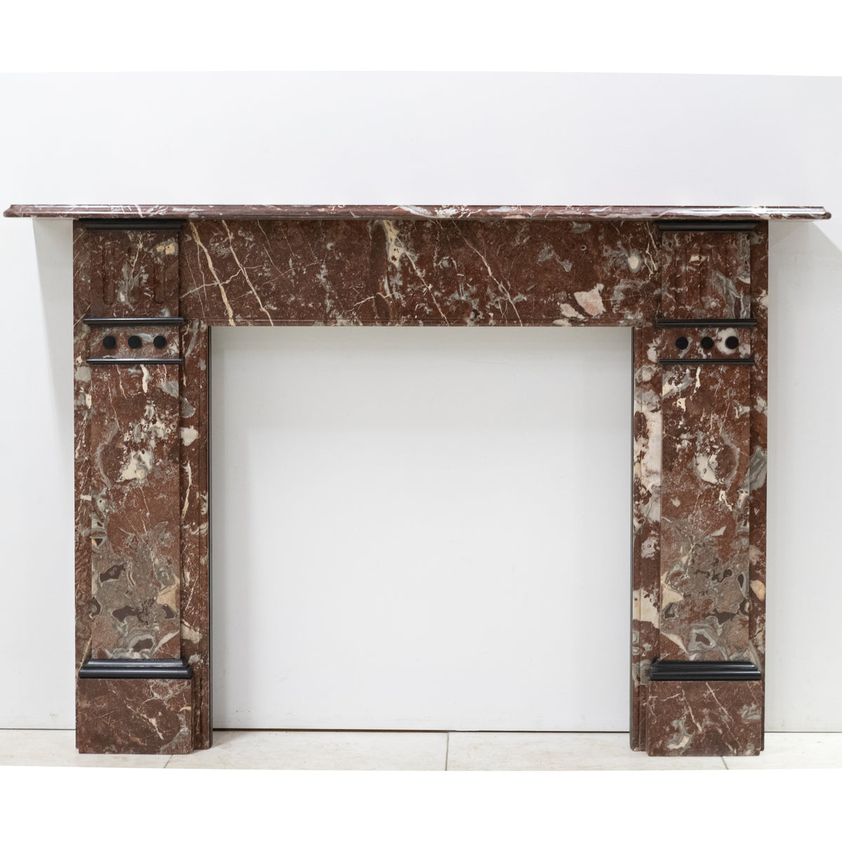 Large Antique Rouge Royal Marble Fireplace Surround