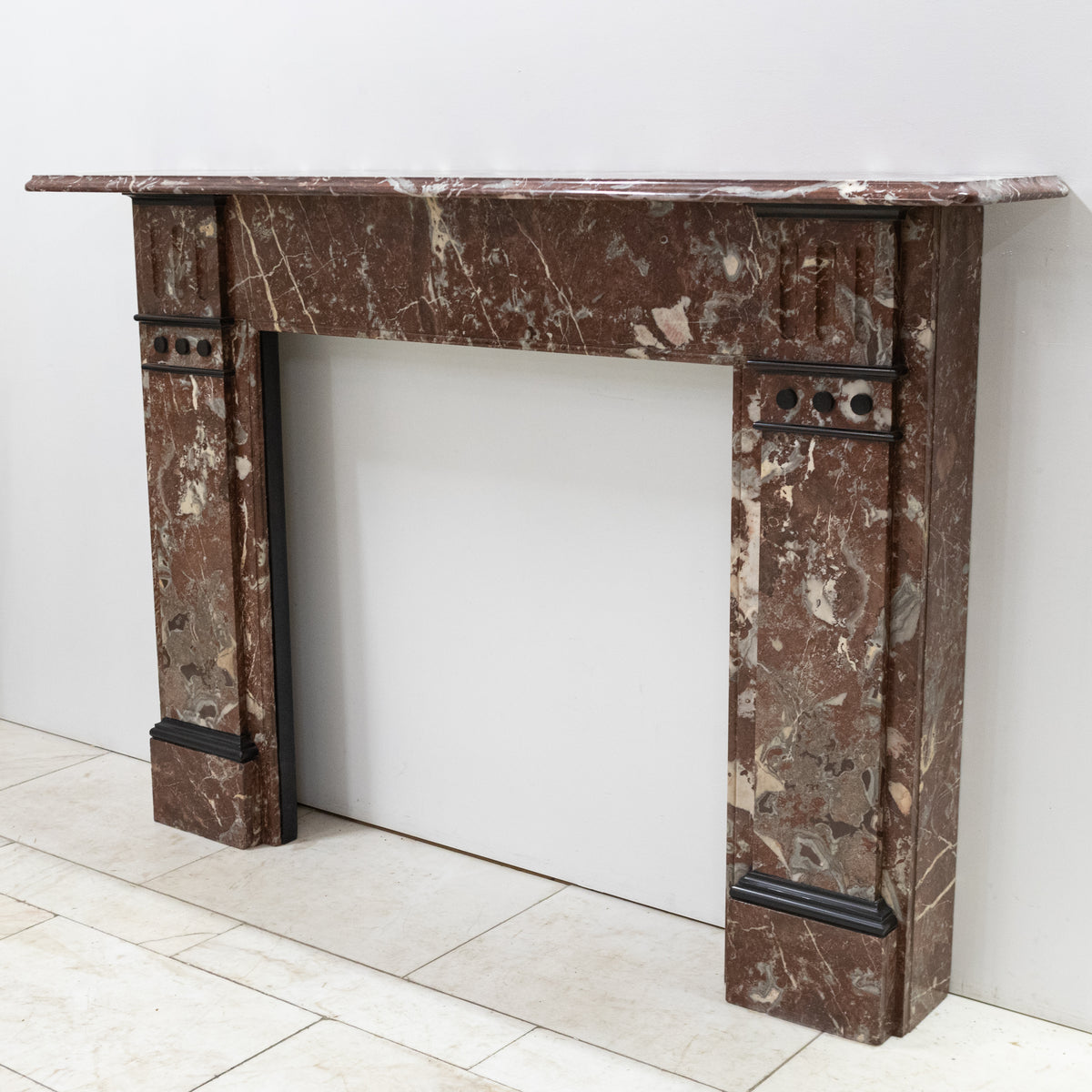 Large Antique Rouge Royal Marble Fireplace Surround