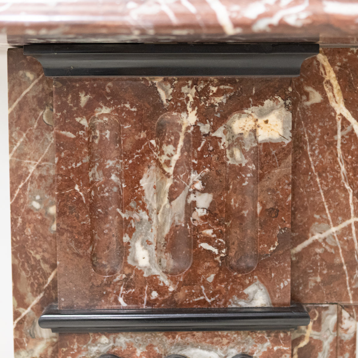 Large Antique Rouge Royal Marble Fireplace Surround
