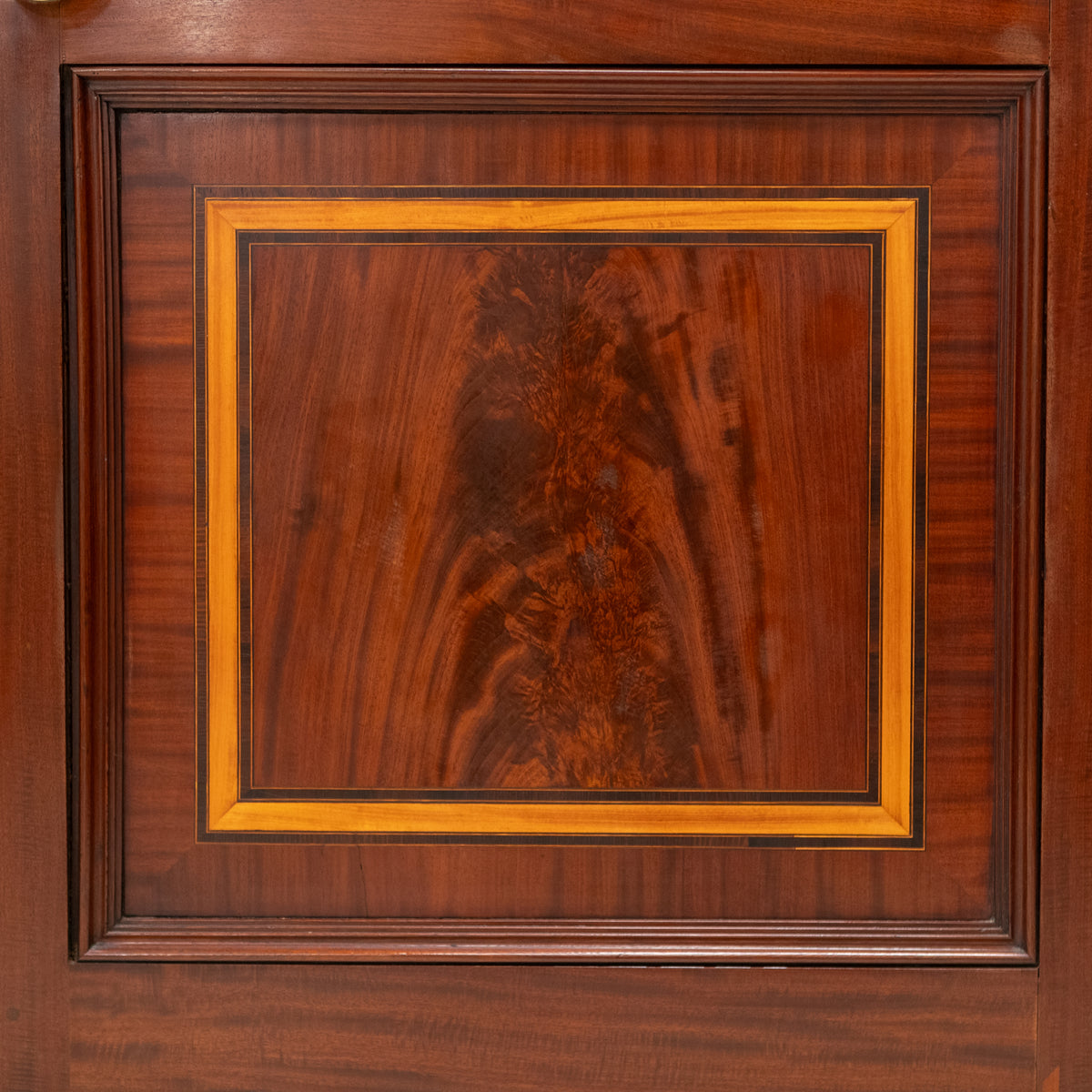Antique Large Flame Mahogany Inlaid Double Doors