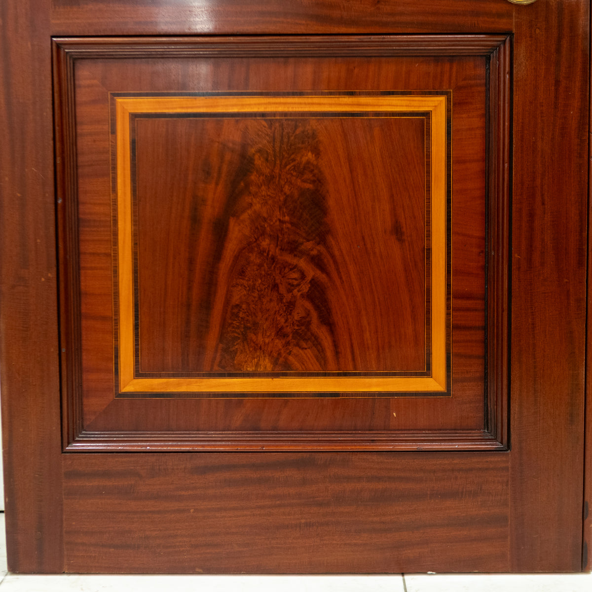 Antique Large Flame Mahogany Inlaid Double Doors