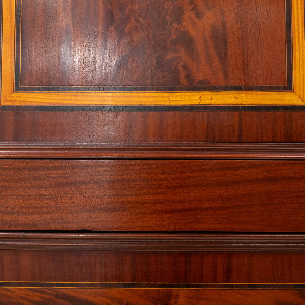 Antique Large Flame Mahogany Inlaid Double Doors