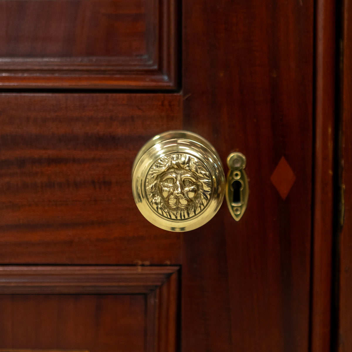 Antique Large Flame Mahogany Inlaid Double Doors