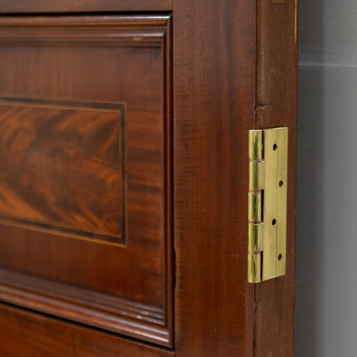 Antique Large Flame Mahogany Inlaid Double Doors