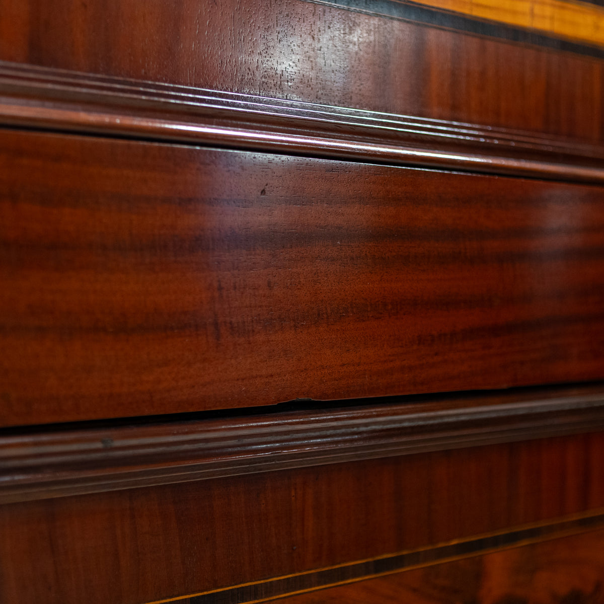 Antique Large Flame Mahogany Inlaid Double Doors