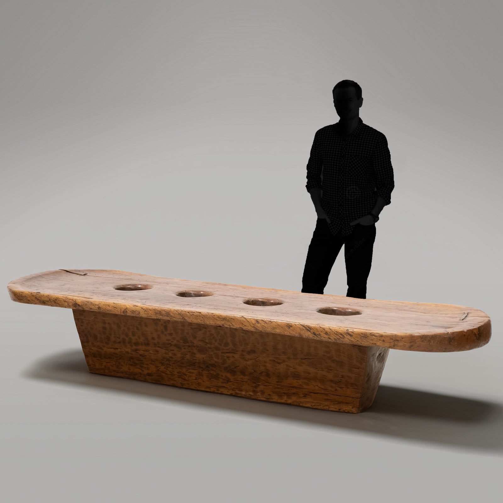 Antique Wooden Naga Table | Nagaland Mortar Grinding Table | The Architectural Forum