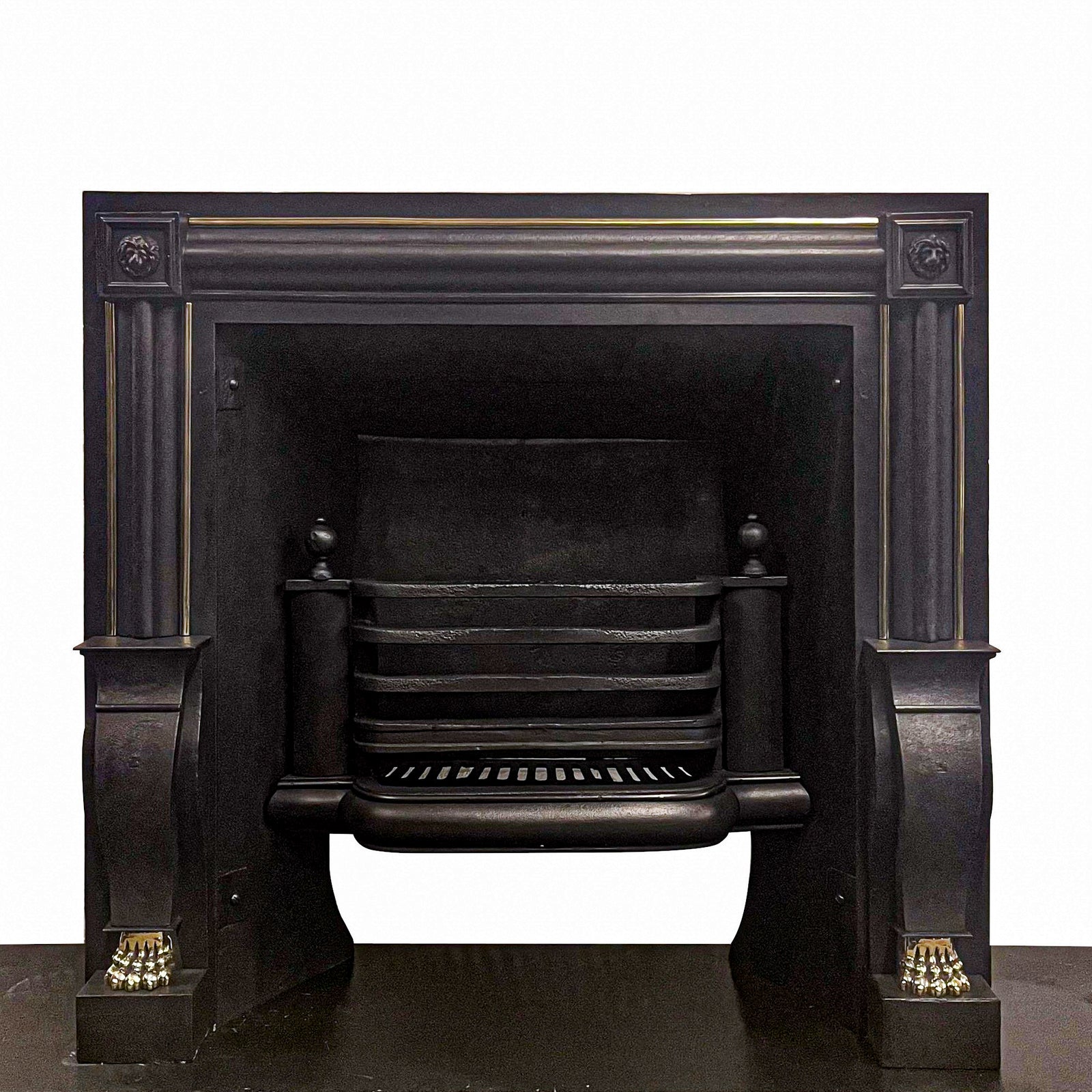 Antique Cast Iron Lion Head Fireplace Insert | The Architectural Forum
