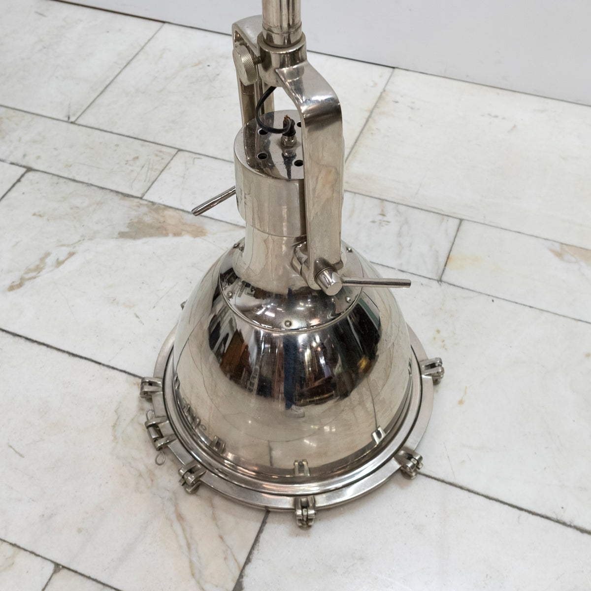 Large Mid-Century Chrome Industrial Pendant Lights | Pair Available | The Architectural Forum