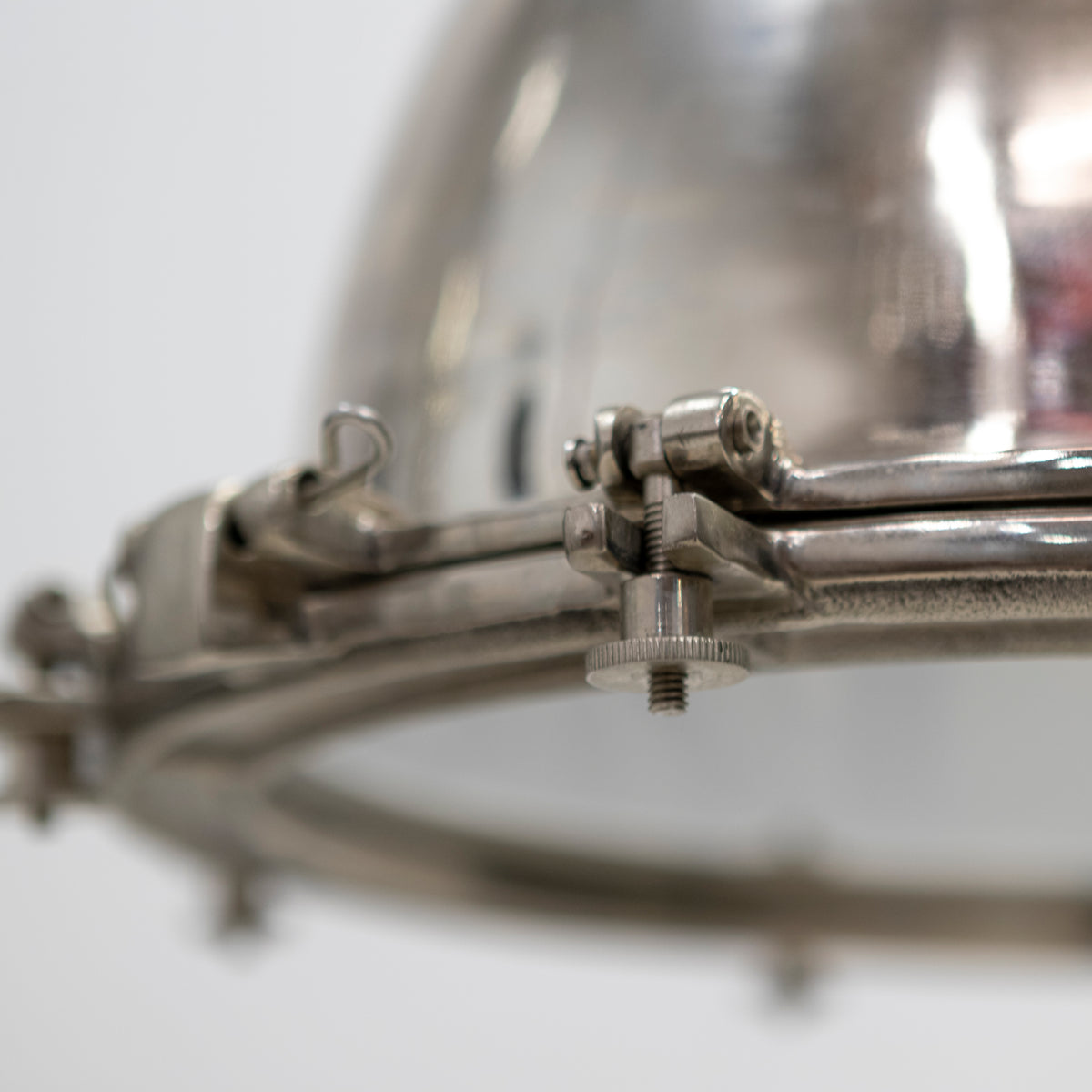 Large Mid-Century Chrome Industrial Pendant Lights | Pair Available | The Architectural Forum
