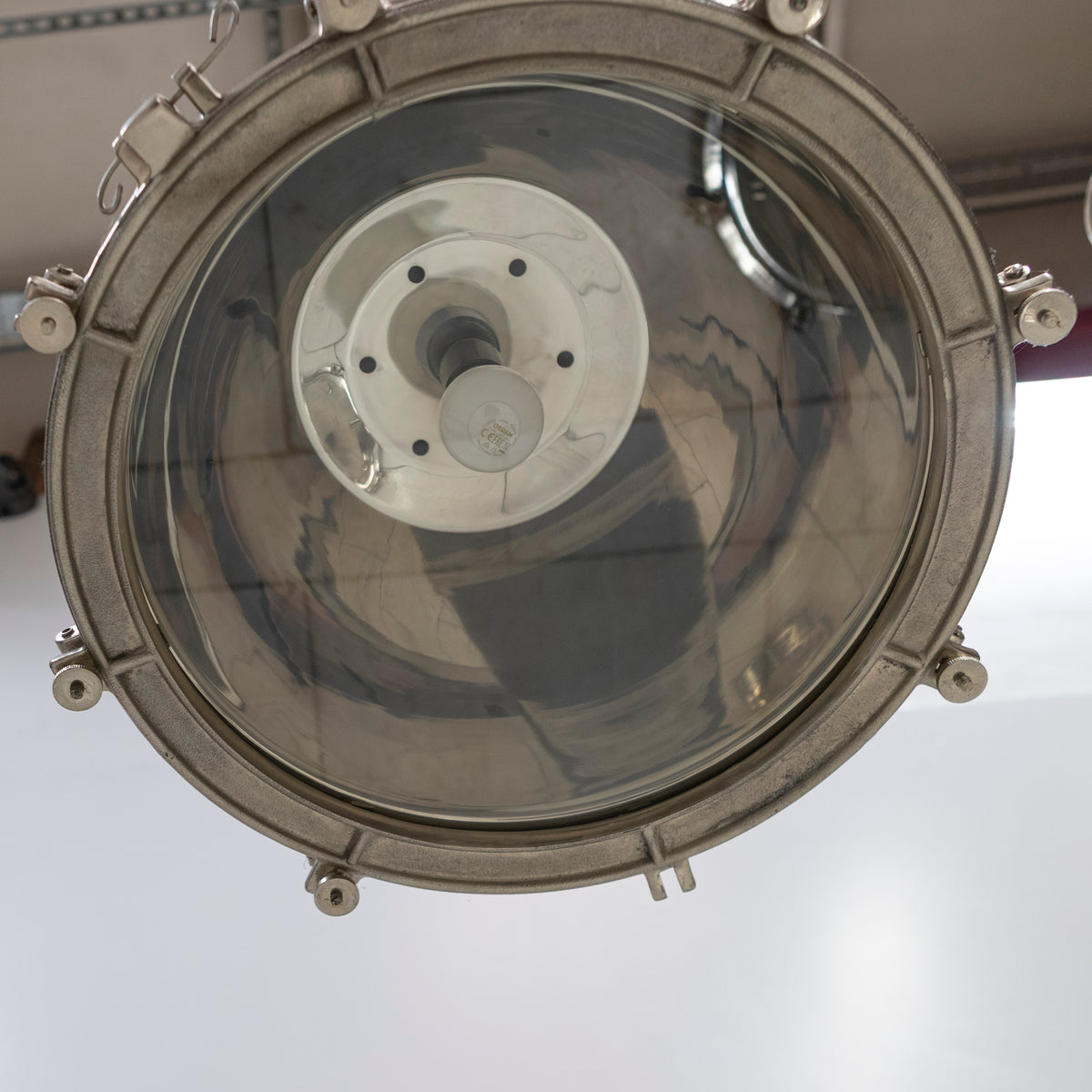 Large Mid-Century Chrome Industrial Pendant Lights | Pair Available | The Architectural Forum