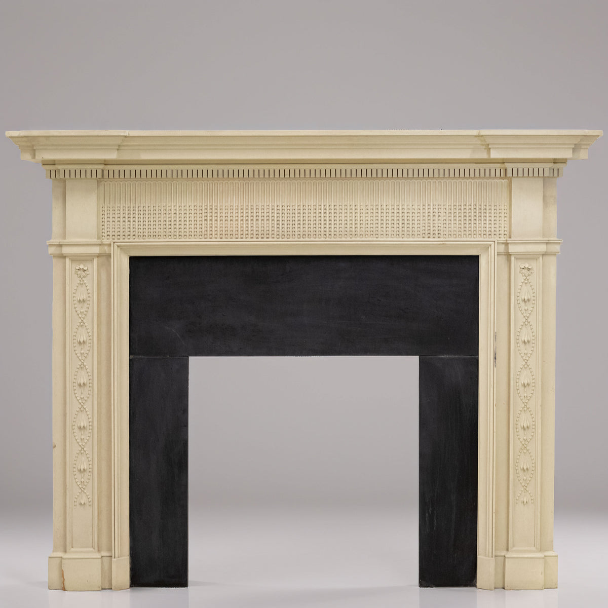 Large Reclaimed Regency Style Wooden Surround with Slate Slips