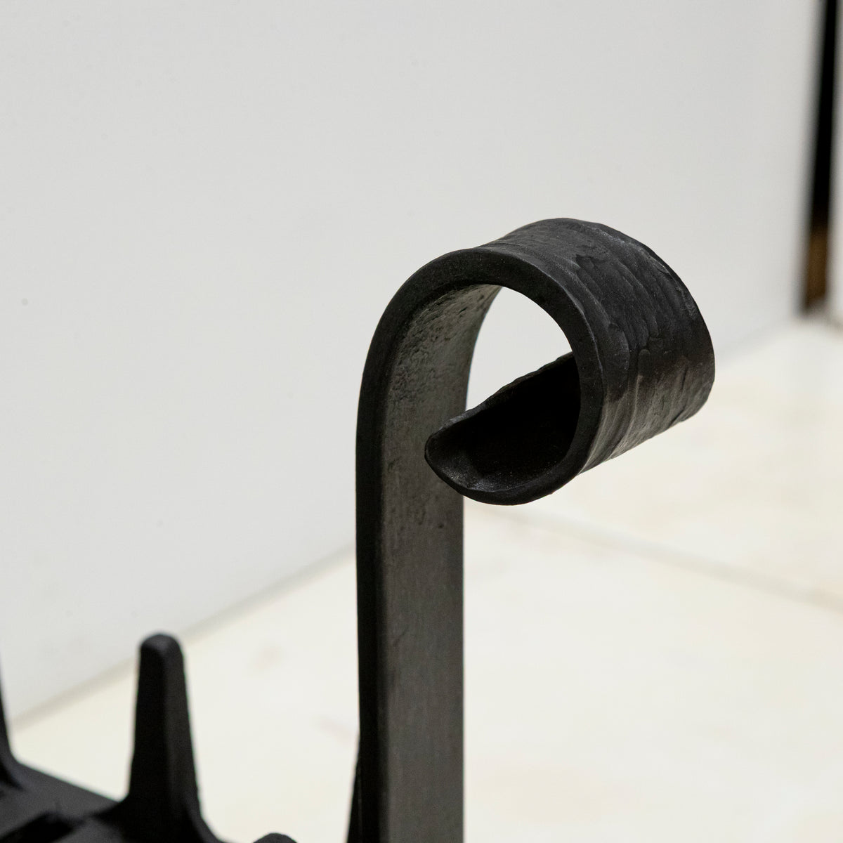 Antique Iron Swans Nest Fire Dogs & Basket Set