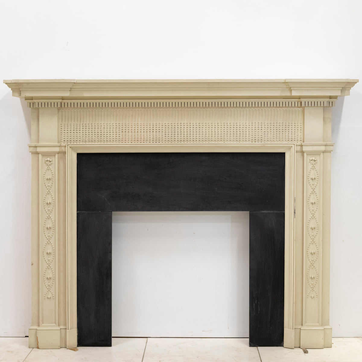 Large Reclaimed Regency Style Wooden Surround with Slate Slips