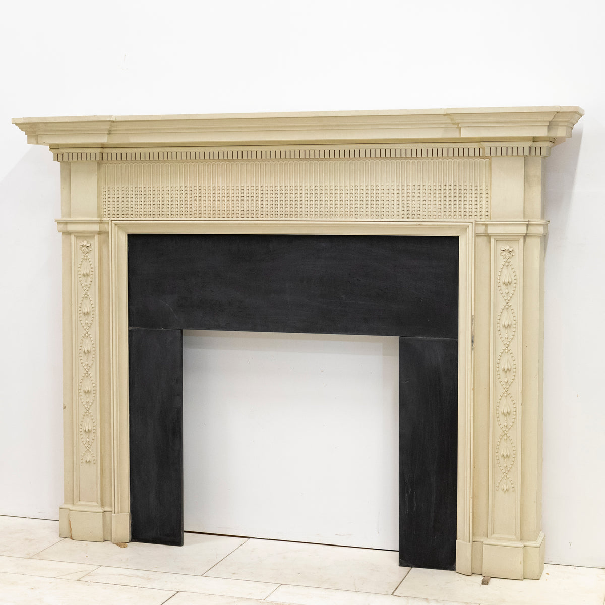 Large Reclaimed Regency Style Wooden Surround with Slate Slips