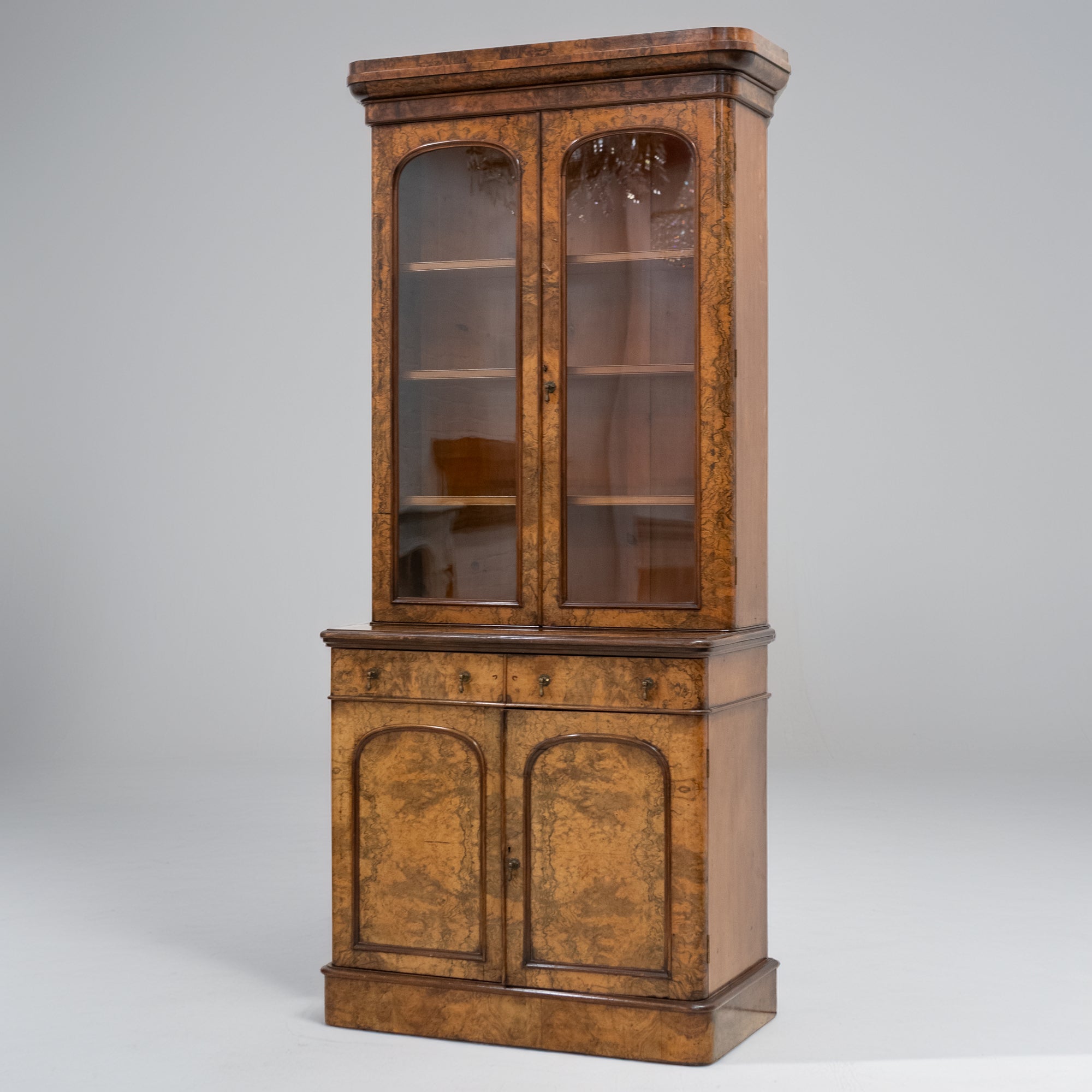 Antique Victorian Burr Walnut Dresser | Glazed Display Cabinet | The Architectural Forum