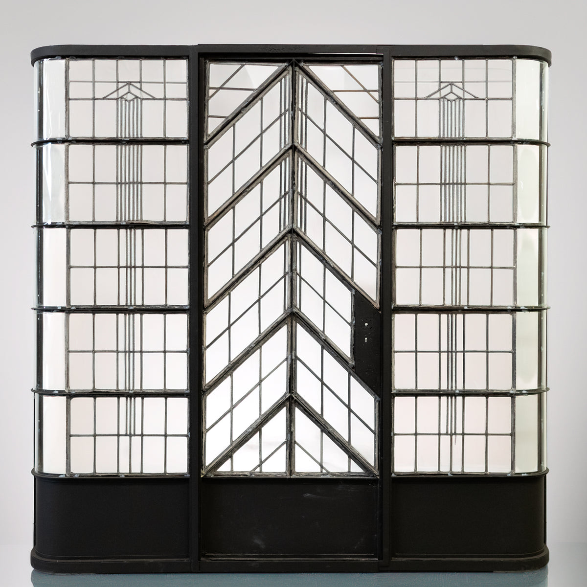 Original Art Deco Crittall Entranceway with Curved Leaded Sides