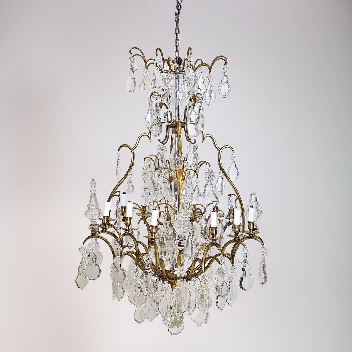Monumental 16 Arm French Louis XV Style Gilt Brass & Crystal Chandelier | The Architectural Forum