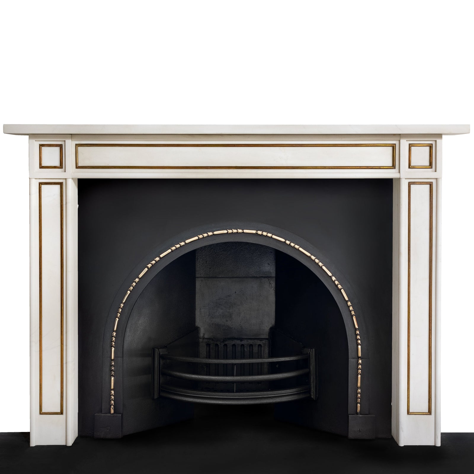 Reclaimed Statuary Marble Fireplace Surround with Brass Detail | The Architectural Forum