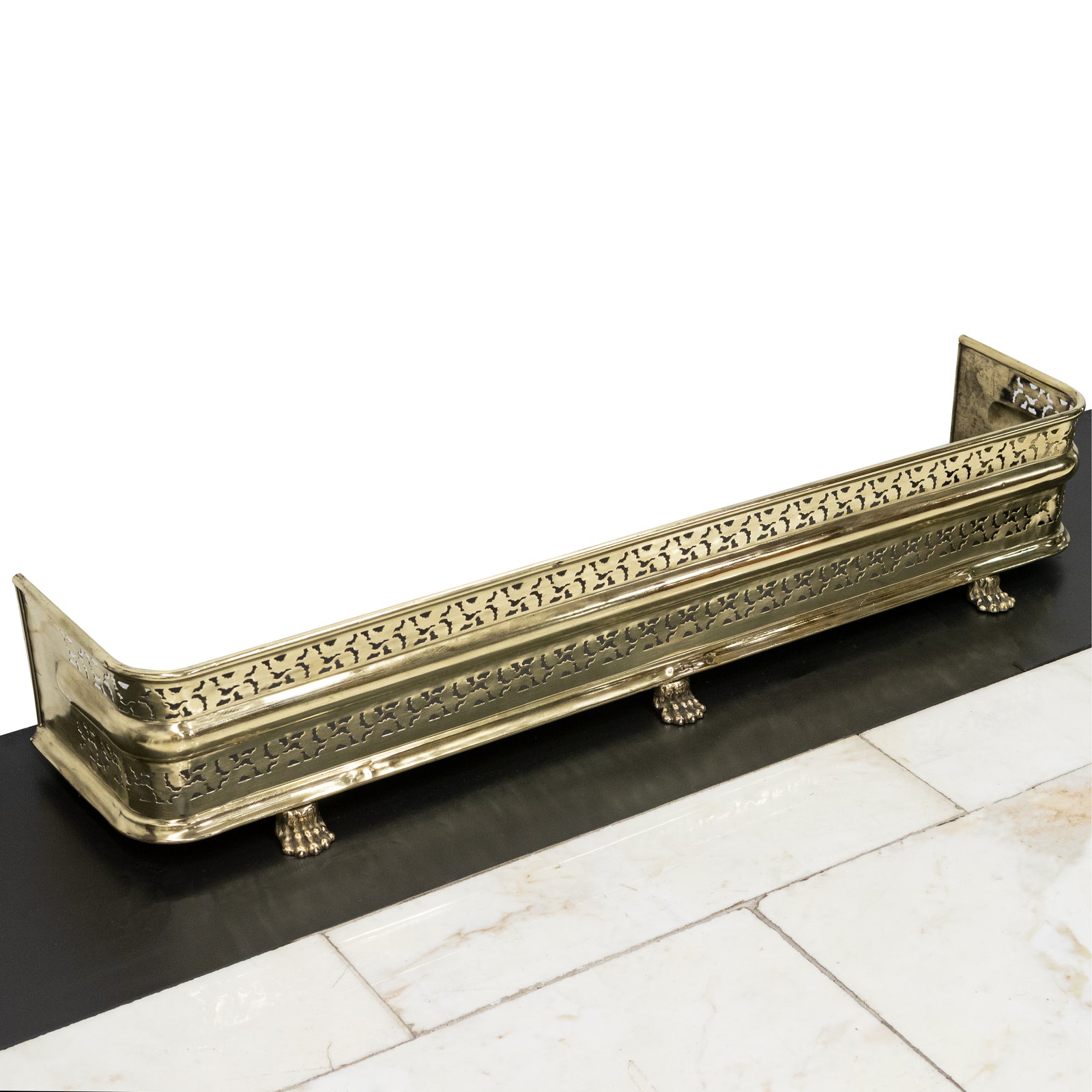 Early 19th Century Antique Brass Fireplace Fender with Lion's Paw Feet | The Architectural Forum