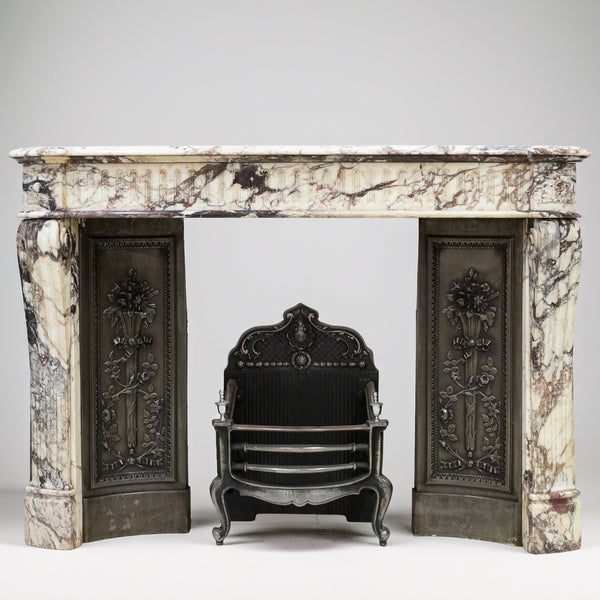 Antique Pair of Ornate Cast Iron Firelace Slips | Side Panel Cheeks ...