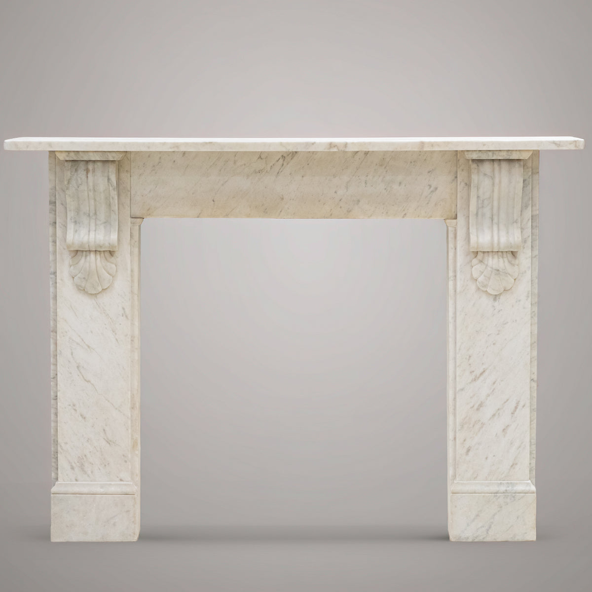 Antique Victorian Carrara Marble Fireplace Surround with Corbels