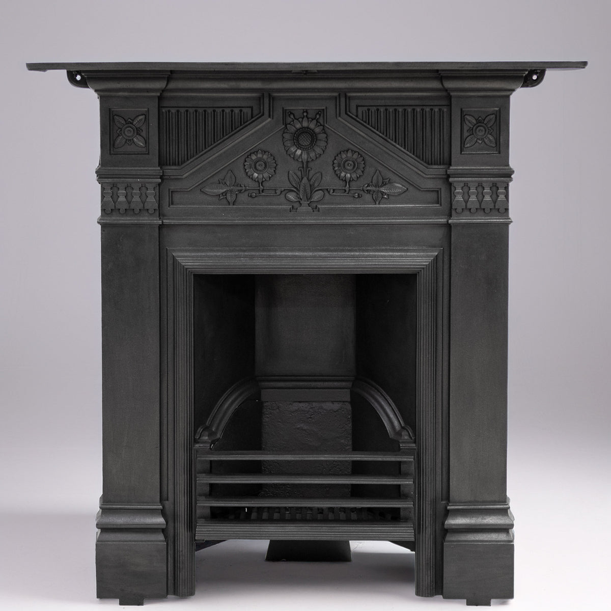 Antique Cast Iron "The Daisy" Combination Fireplace