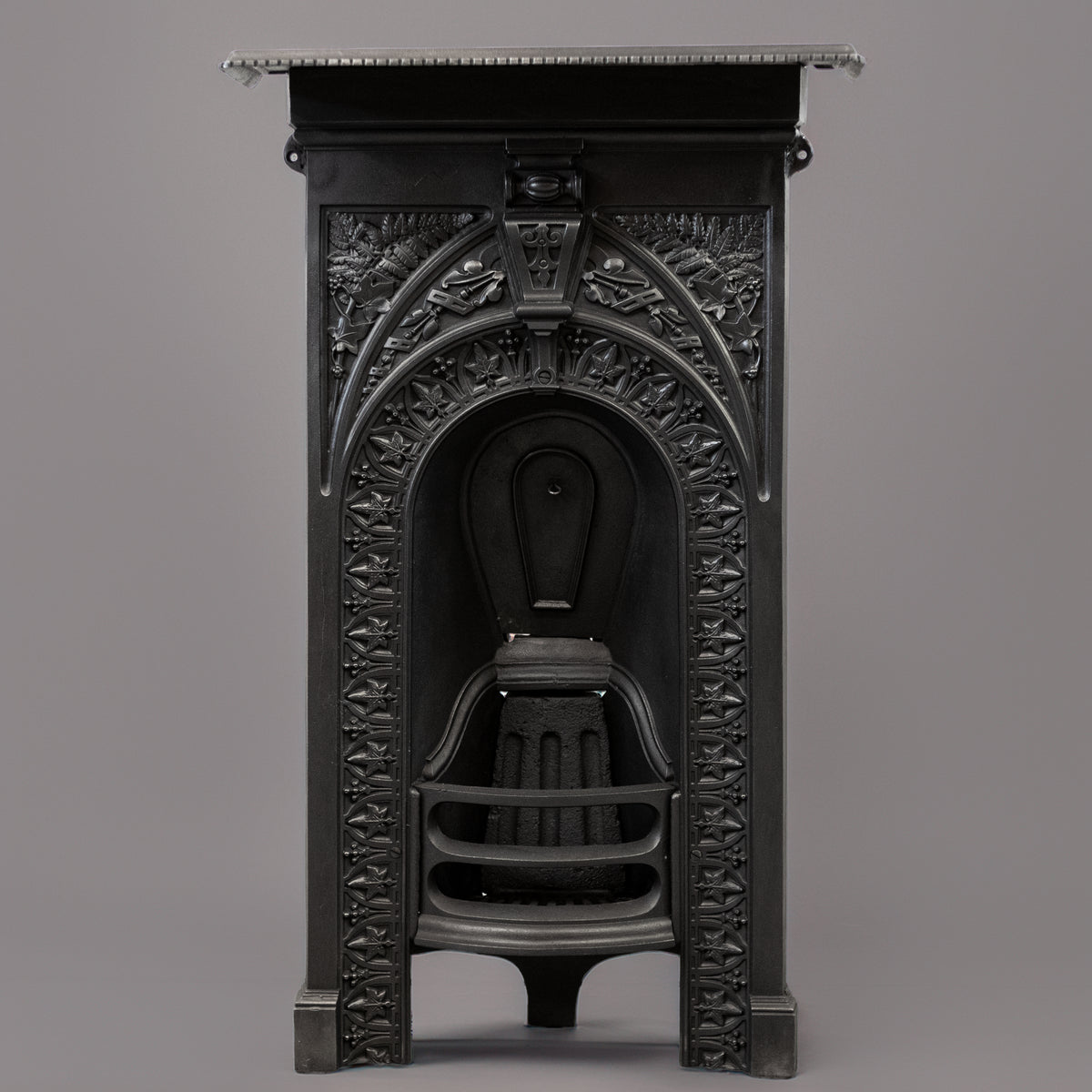 Antique Ornate Cast Iron Combination Fireplace