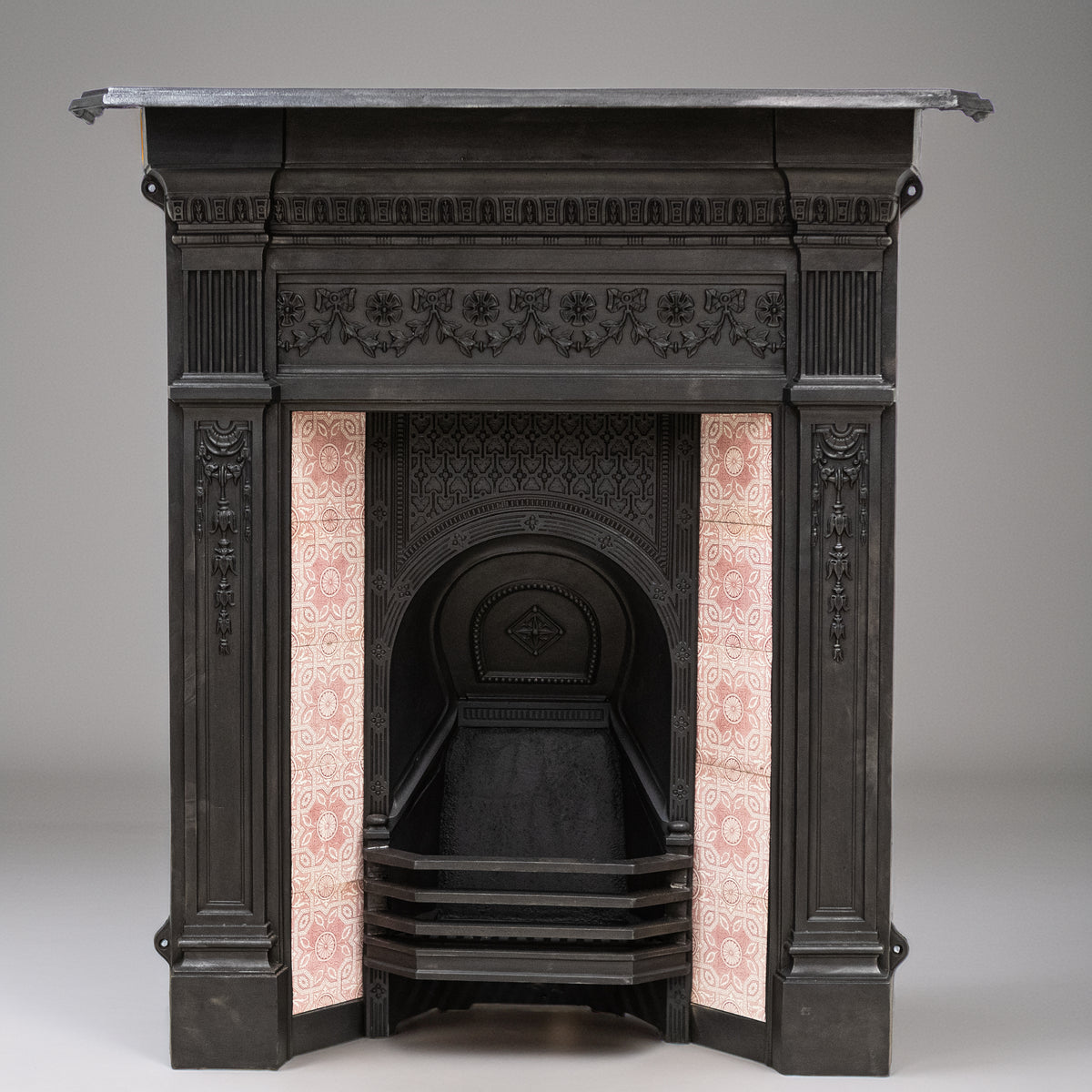 Antique Victorian Tiled Cast Iron Combination Fireplace