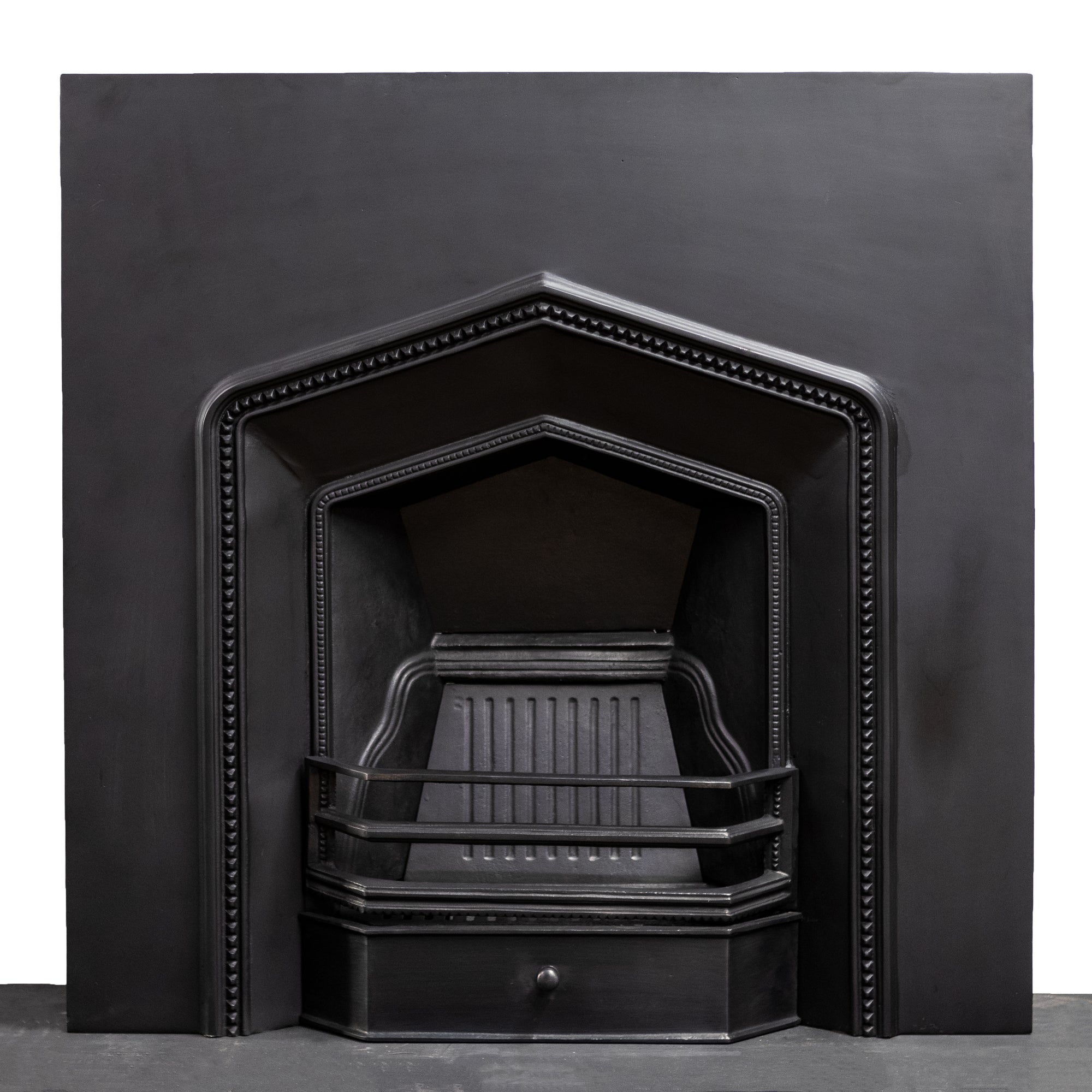 Large Reclaimed Gothic Revival Cast Iron Fireplace Insert | The Architectural Forum