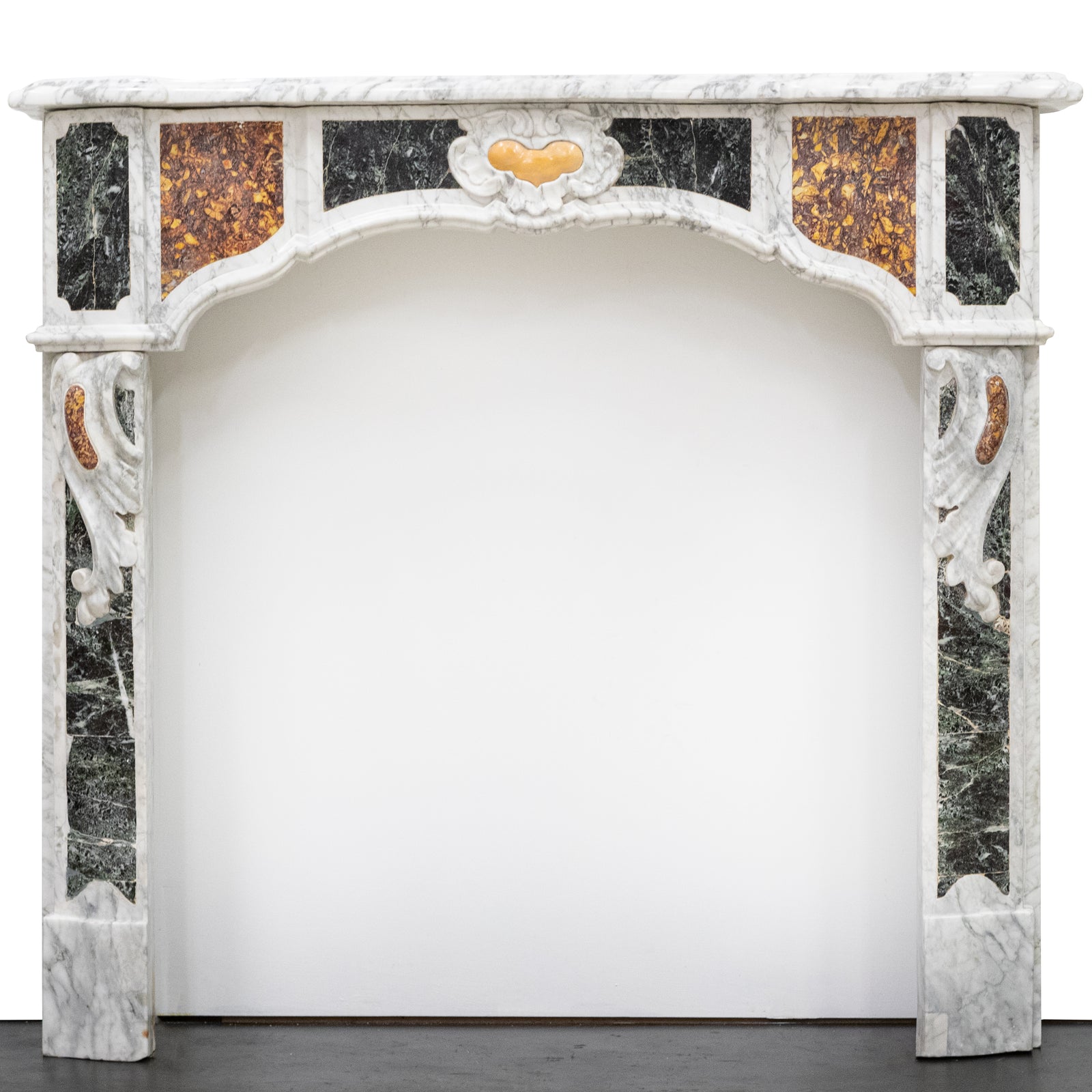 18th Century French Provençal Carrara Brocatelle & Verde Marble Chimneypiece | The Architectural Forum
