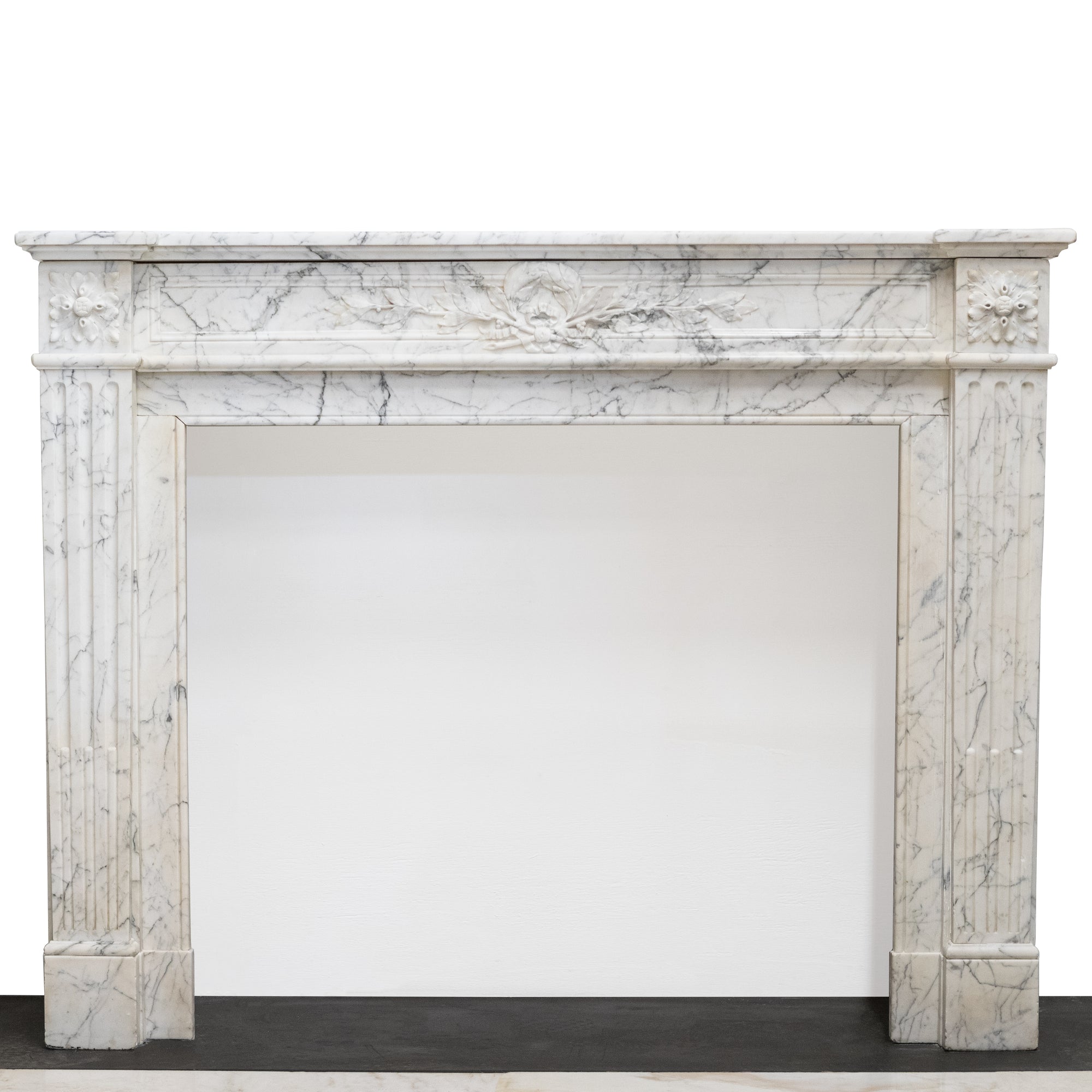 Antique Louis XVI Style Italian Marble Fireplace in Carrara Marble | The Architectural Forum