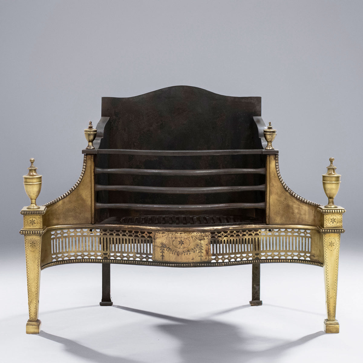 Splendid Antique Georgian Fire Basket with Brass Finials | The Architectural Forum