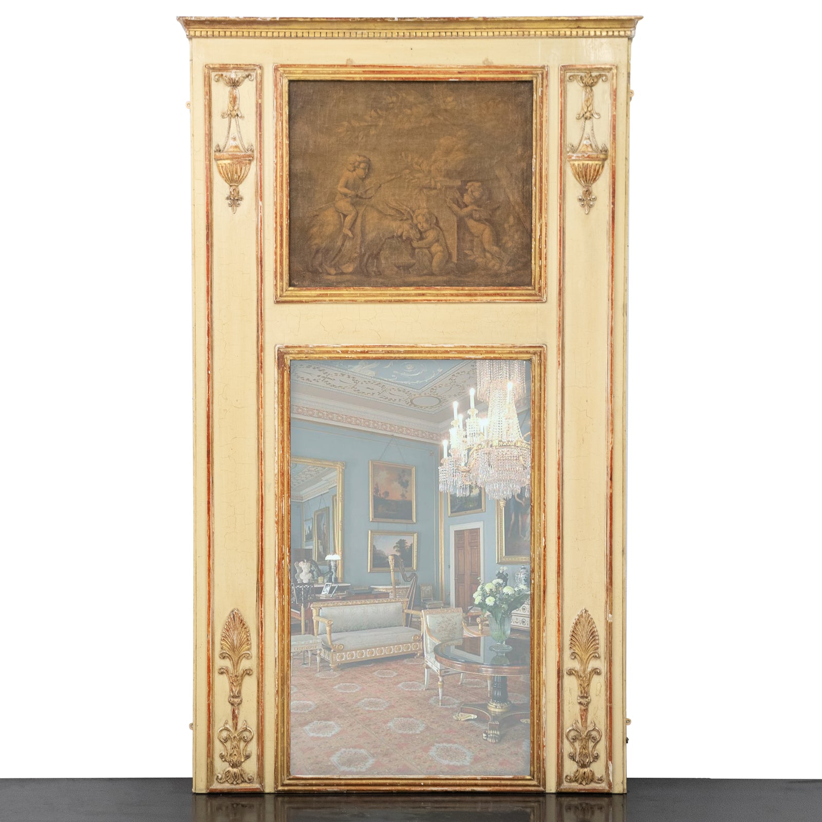 Large Louis XVI Trumeau Mirror with Oil Painting and Gilt Gesso Details | The Architectural Forum