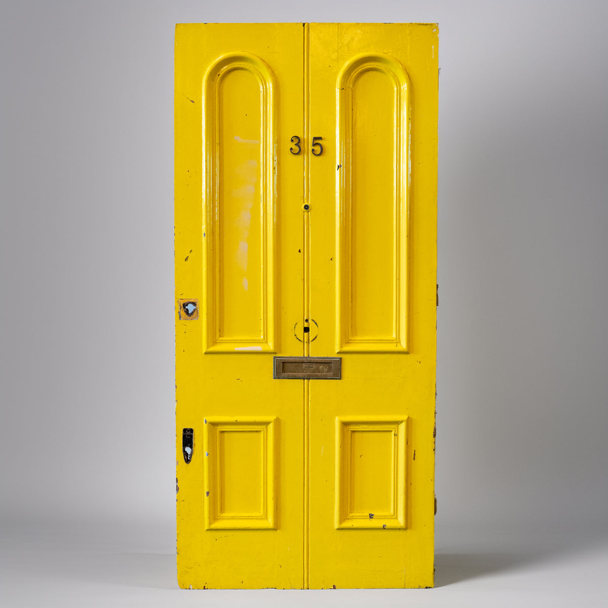 Antique Late Georgian Solid Pine Front Door with Arched Panels | 229.5cm x 106.5cm