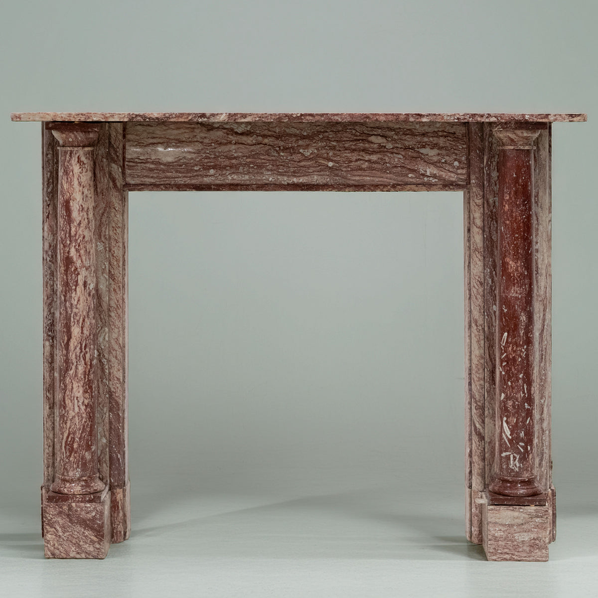 Antique Rojo Alicante Marble Fireplace Surround with Columns