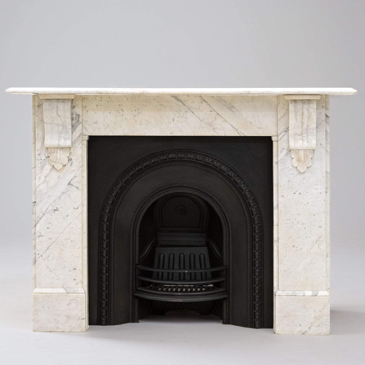 Antique Carrara Marble Fireplace Surround with Corbels