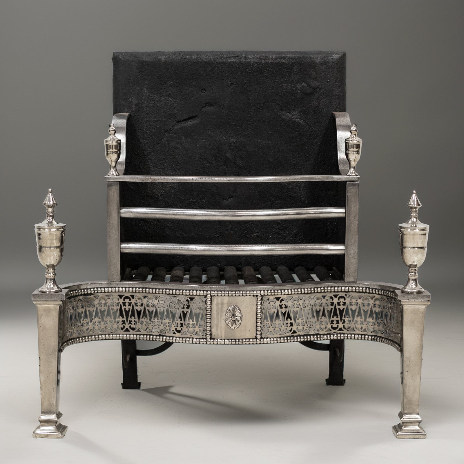 Reclaimed Georgian Style Polished Steel Fire Basket | The Architectural Forum