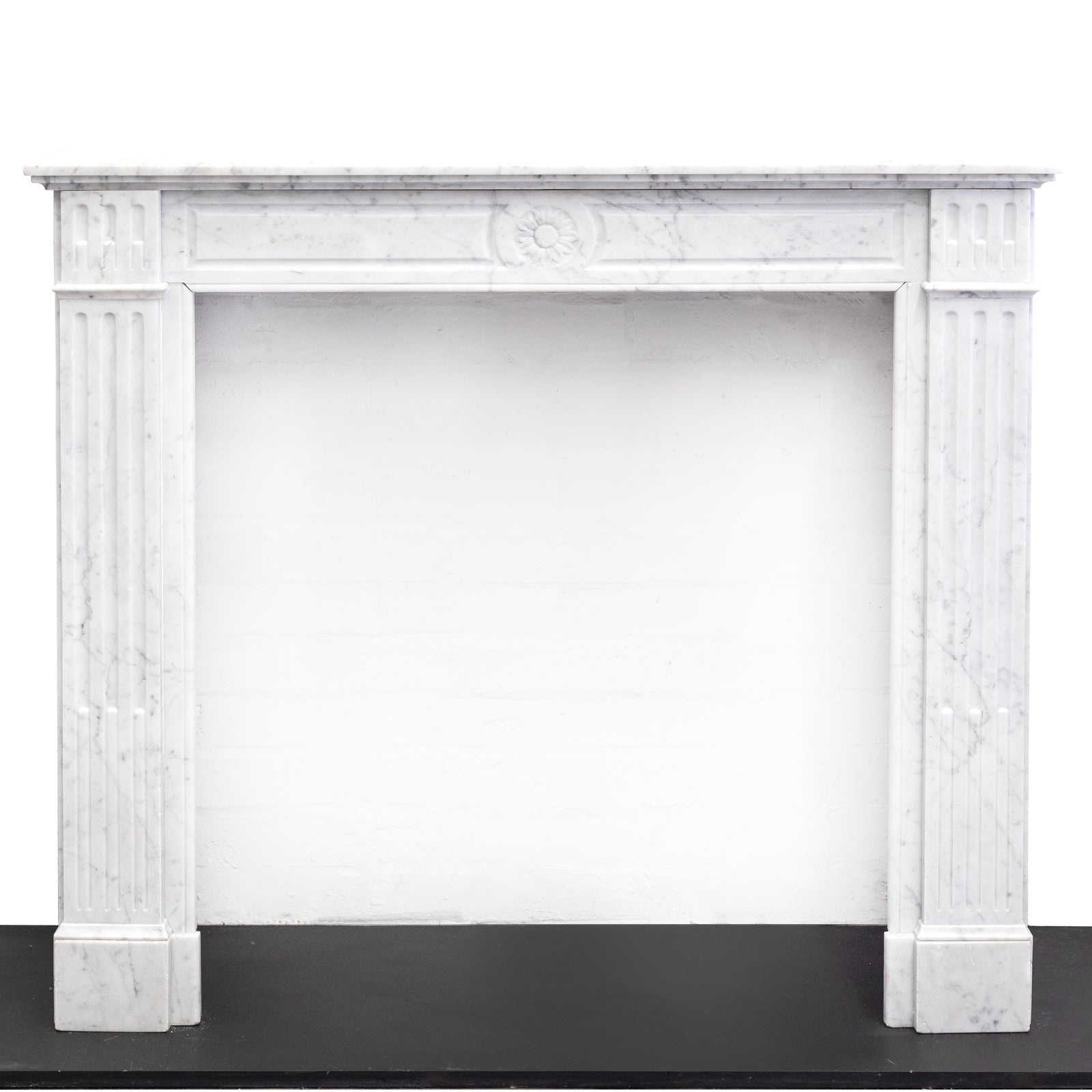 Reclaimed Louis XVI Style Carved Marble Fireplace in Carrara Marble | The Architectural Forum