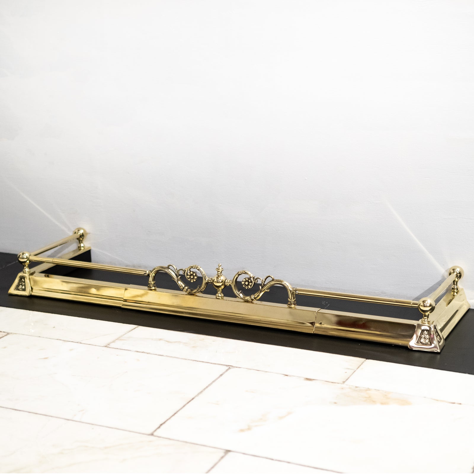 Reclaimed Adjustable Brass Fireplace Fender | The Architectural Forum