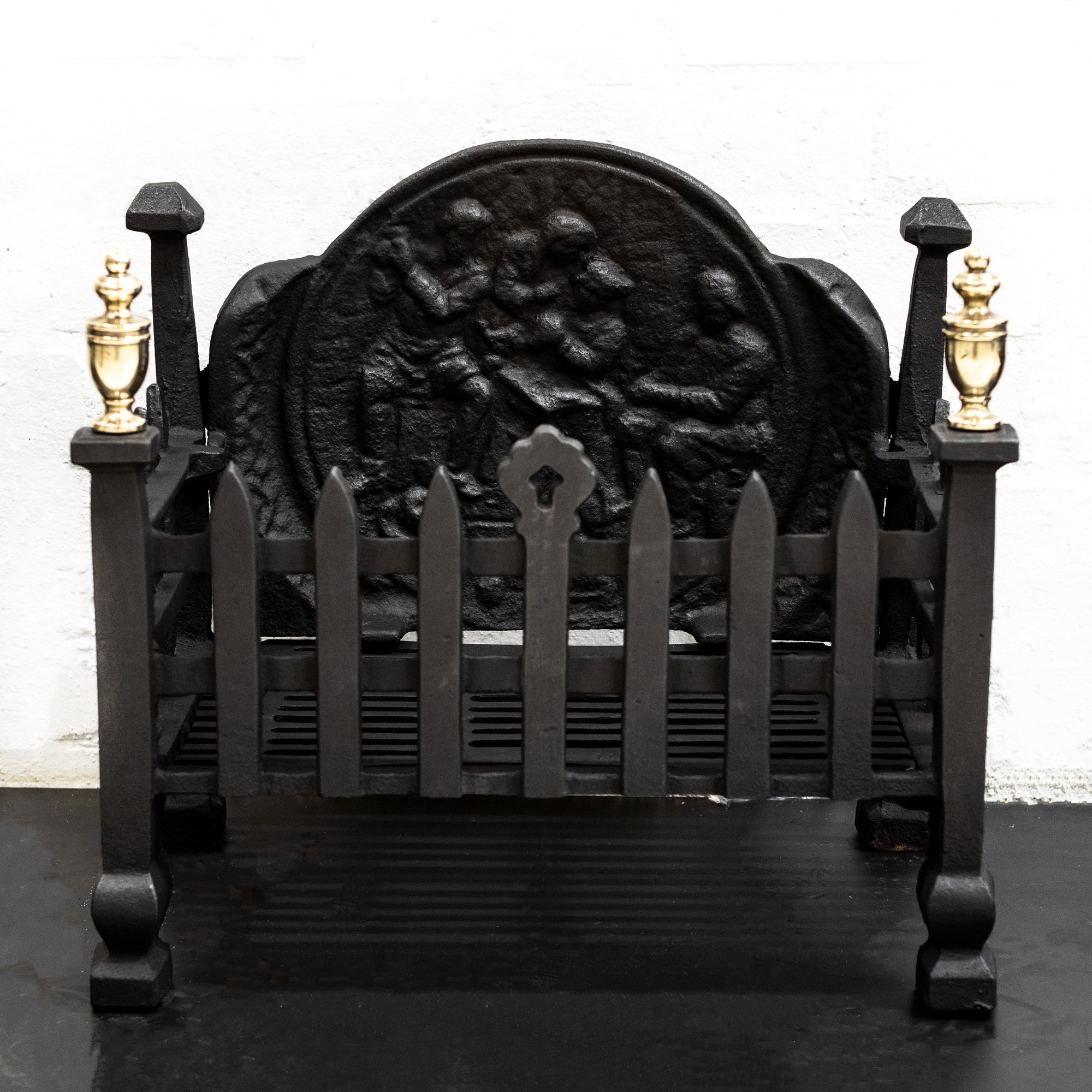 Reclaimed Cast Iron Fire Basket with Finials | The Architectural Forum