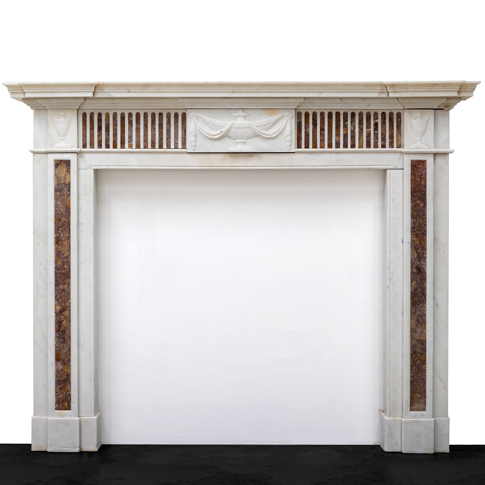 Marble Antique Late Georgian Statuary and Spanish Brocatello Inlay Chimneypiece c.1790 | The Architectural Forum